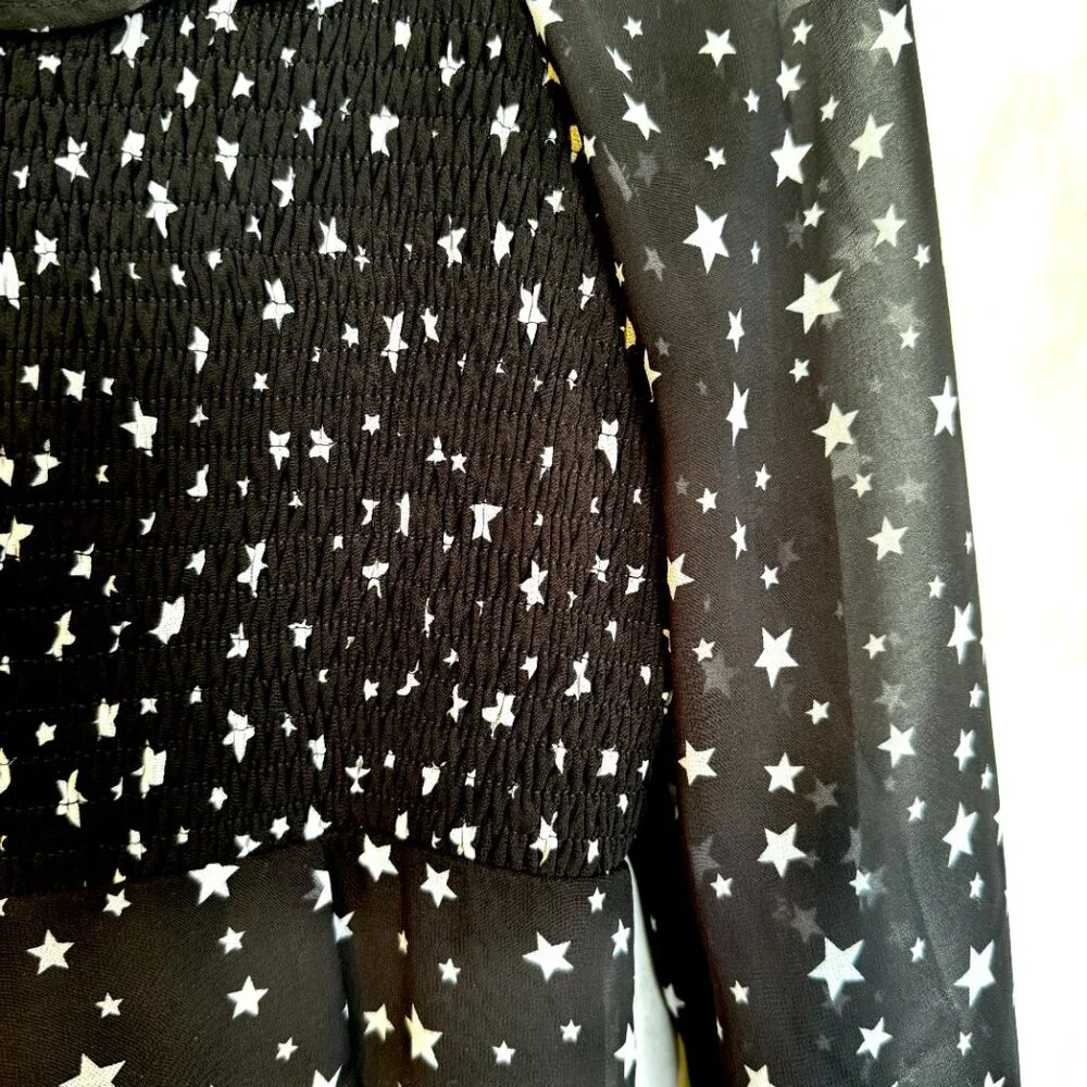 Altar'd State Long Sleeve Fit & Flare Ruffle Hem Star Dress - Picture 6 of 9